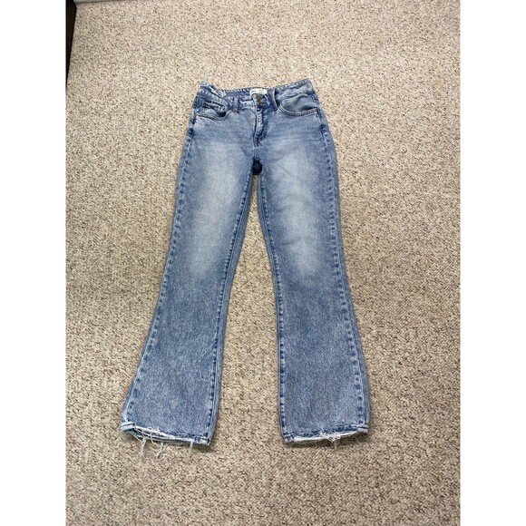 30 BKE Billie Slim Fit High-Rise Boot Cut Double Buttons Lightly Distressed - Picture 1 of 10